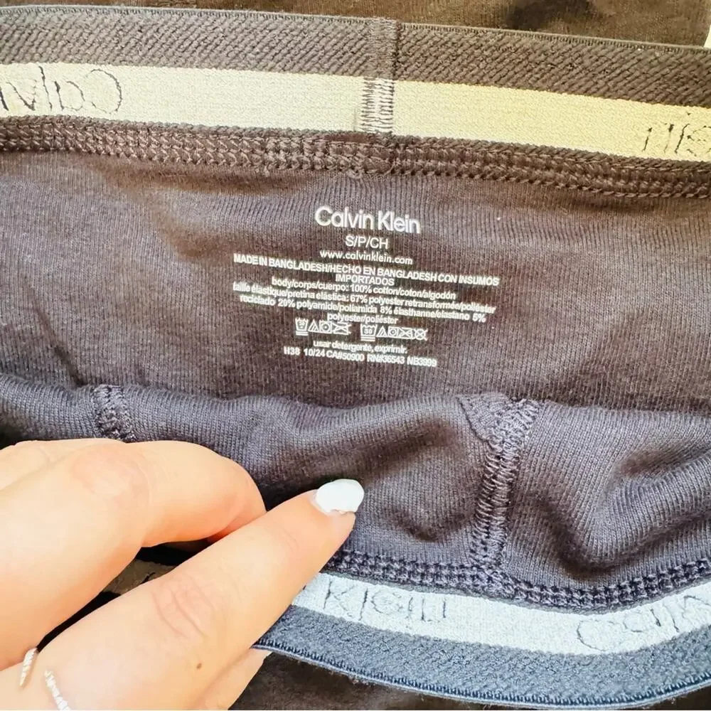MENS 2 NEW CALVIN KLEIN Black White Logo Fly Cotton Briefs Underwear Panty S